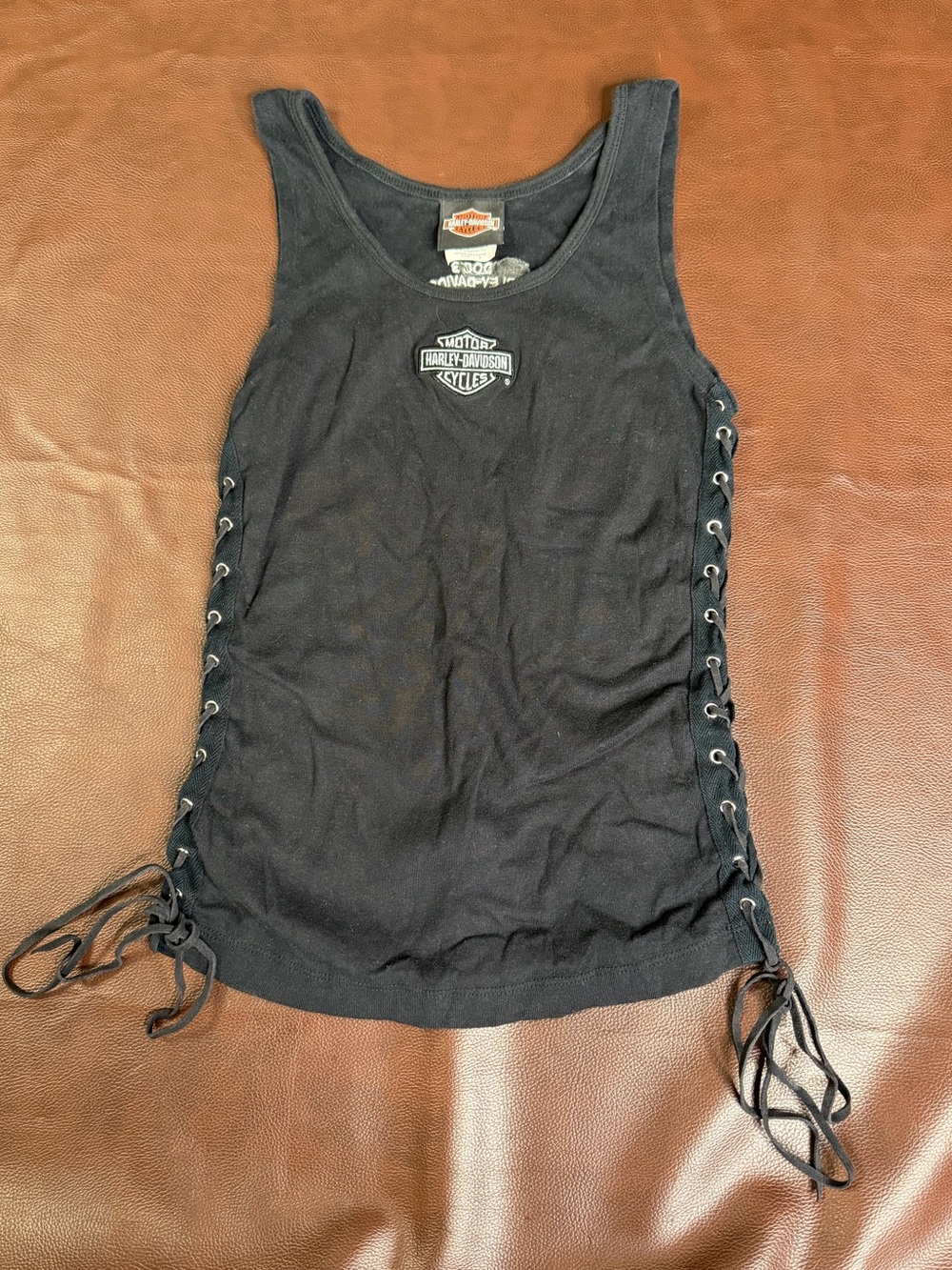 Bikercore Harley-Davidson Black Women's Side Lace-Up Tank